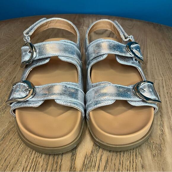Dolce Vita Alameda Metallic Silver Buckle Strap Chunky Sandals Women’s Size 8 - Picture 6 of 11